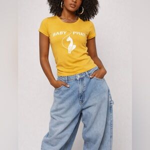 Baby Phat Embroidered Logo Top NWT Spicy Mustard Yellow Y2K Size Medium